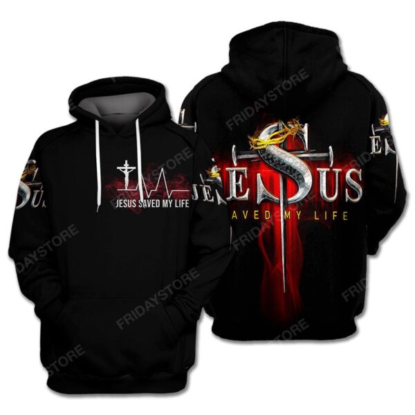 Jesus Shirt Christian Apparel Jesus Saved My Life Cross Red Black T-shirt Jesus Hoodie 2025