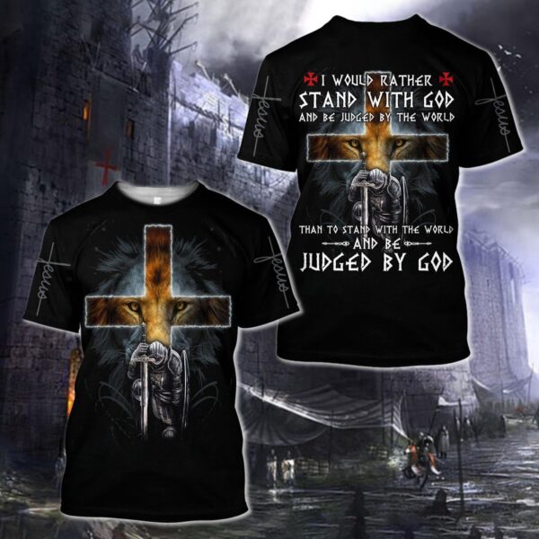 Christian Jesus Knight Black T-shirt Hoodie: Stand with God Not the World