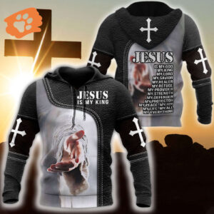 Jesus Shirt Jesus Is My King Black Leather Jesus Hand T-shirt Jesus Hoodie Christian Apparel 2025