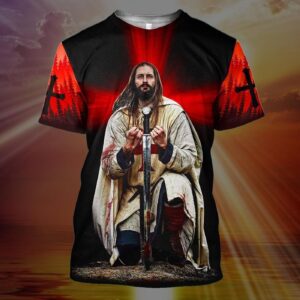 Jesus Shirt Jesus Knight Cross Red T-shirt Jesus Hoodie Christian Apparel 2025 1