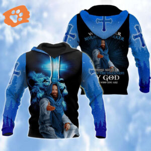 Jesus Shirt Way Maker Micracle Worker Promise Keeper Black Blue T-shirt Jesus Hoodie Christian Apparel 2025