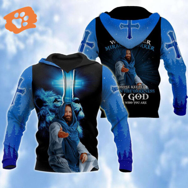 Jesus Shirt Way Maker Micracle Worker Promise Keeper Black Blue T-shirt Jesus Hoodie Christian Apparel 2025