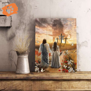 Jesus Showing A Girl Way To Heaven Cloud Lion Poster for Home Decor Gift