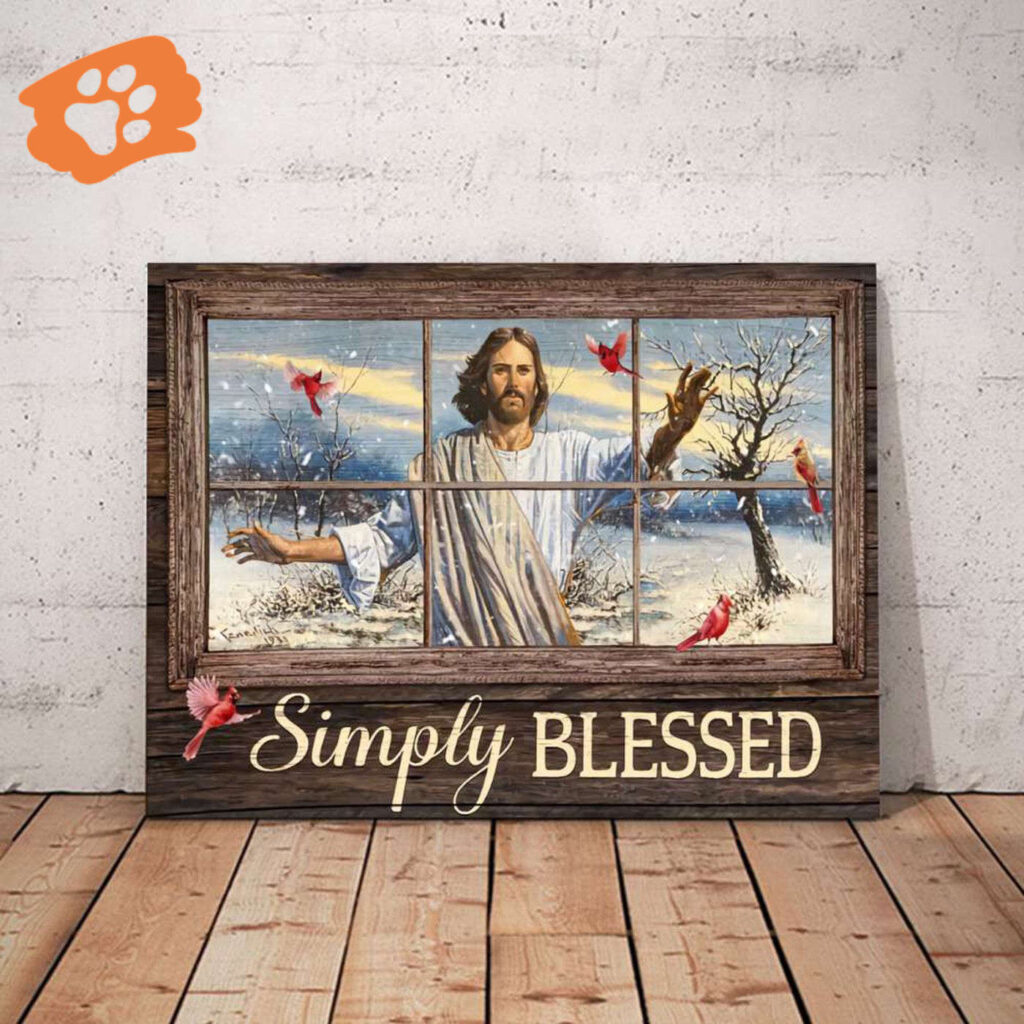 Jesus Simply Blessed Red Bird Poster for Home Decor Gift Jesus Simply Blessed Red Bird Poster for Home Decor Gift