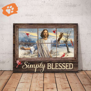Jesus Simply Blessed Red Bird Poster for Home Decor Gift
