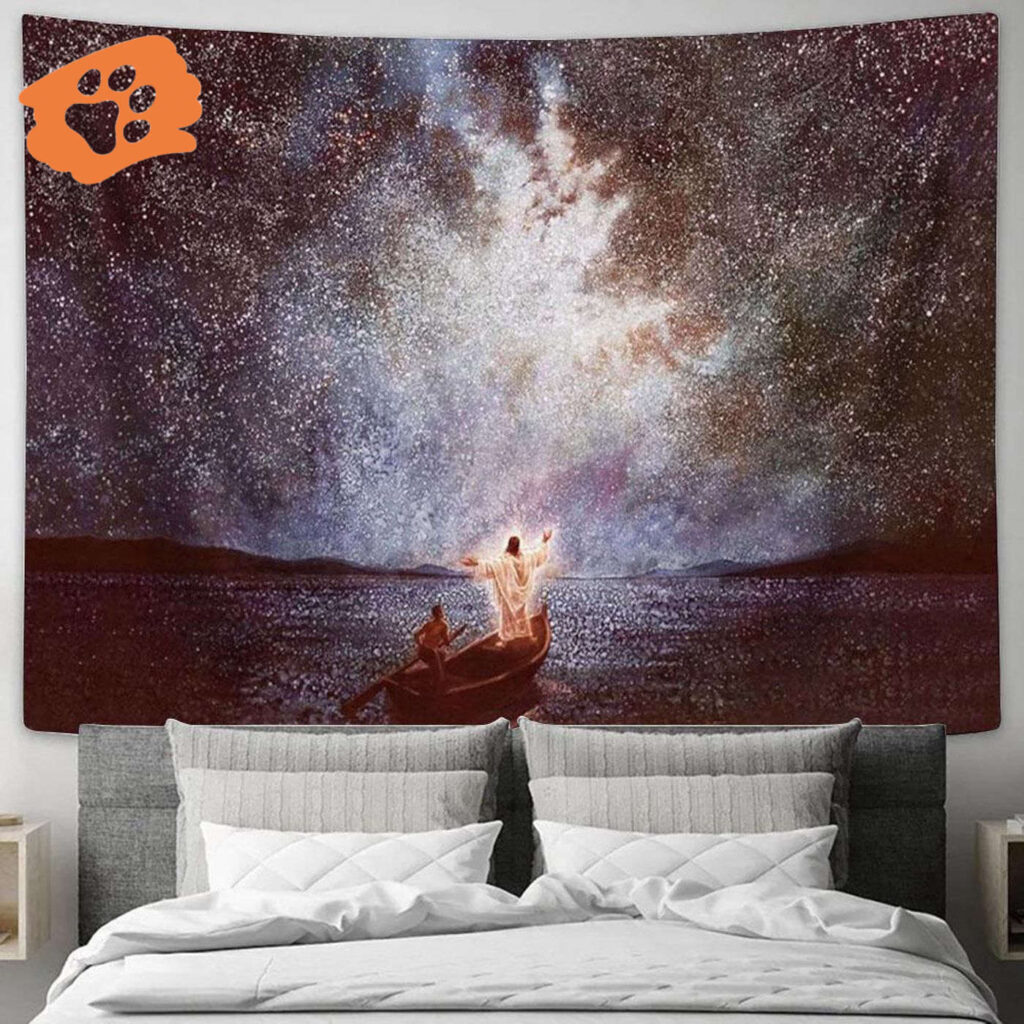 Jesus Boat Tapestry – Calm Stars Large Christian Religious Art Print Jesus Boat Tapestry – Calm Stars Large Christian Religious Art Print