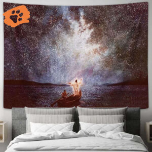 Jesus Boat Tapestry - Calm Stars Large Christian Religious Art Print