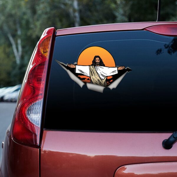 Jesus Surfing 3D Vinyl Car Decal Sticker – Car Decor Gift – Car Decor Gift