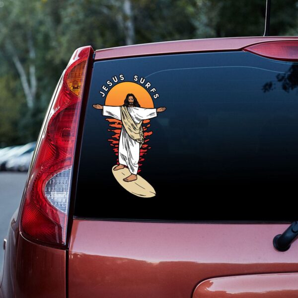 Jesus Surfing 3D Vinyl Car Decal Sticker – Car Decor Gift – Car Decor Gift