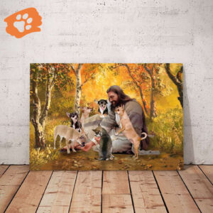 Jesus Surrounded By Dogs Poster for Home Decor Gift
