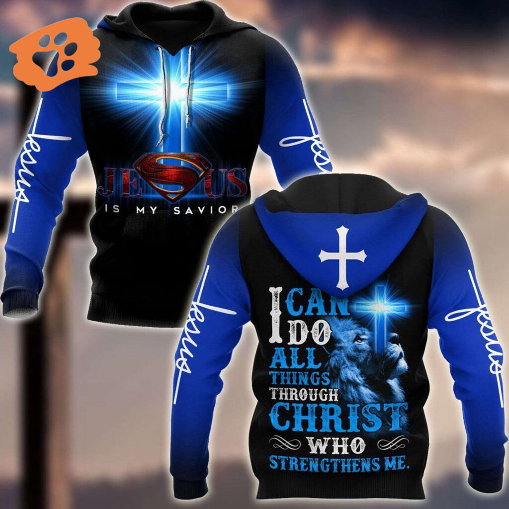 Jesus T-shirt Lion I Can Do All Things Through Christ Who Strengthens Me Blue T-shirt Jesus Hoodie 2025 Jesus T-shirt Lion I Can Do All Things Through Christ Who Strengthens Me Blue T-shirt Jesus Hoodie 2025