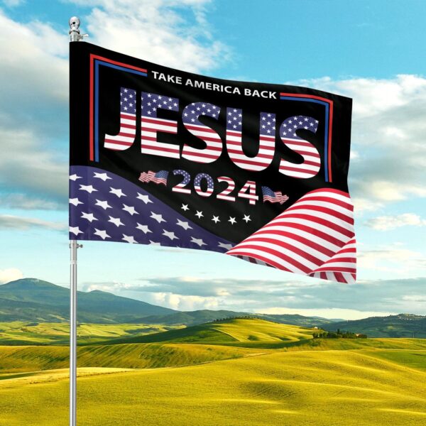 Jesus Take America Back 2024 Garden Flag – Christian House Flag for Outdoor Decor & Gifts