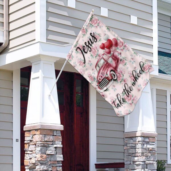 Jesus Take The Wheel Flag – Inspirational Christian Flag for Faithful Believers