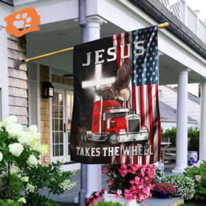 Jesus Takes The Wheel Truck American House Flag - Christian Scripture Garden Banner