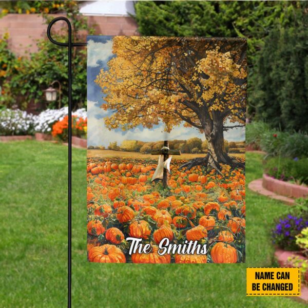 Autumn Jesus Thanksgiving House Flag – Fall Pumpkin Field Garden Outdoor Decor