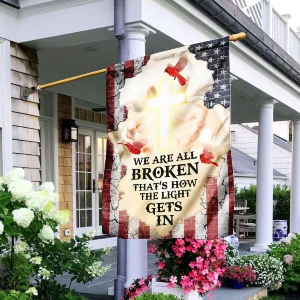 Jesus Light Gets In American House Flag – Christian Scripture Garden Banner