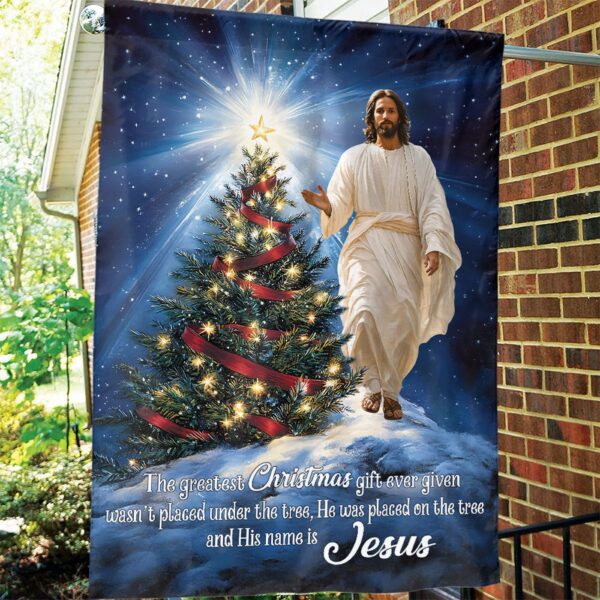 Jesus Christmas Flag Tree Cross Light House Flag Christ Yard Sign – Religious Xmas Gift