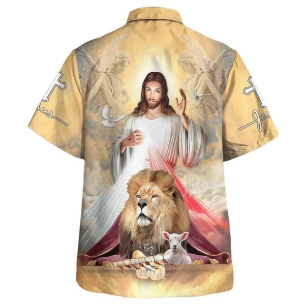 Jesus Lion Lamb Hawaiian Shirt for Men – Christian Gift Shirt