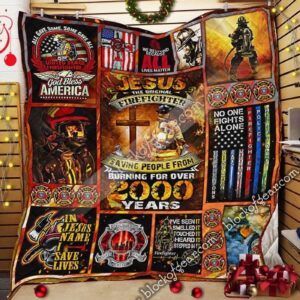 Original Firefighter Quilt Featuring Jesus Unique Design UXGO38QI 1