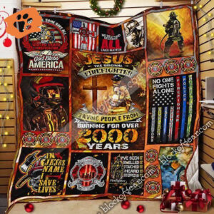 Original Firefighter Quilt Featuring Jesus Unique Design UXGO38QI
