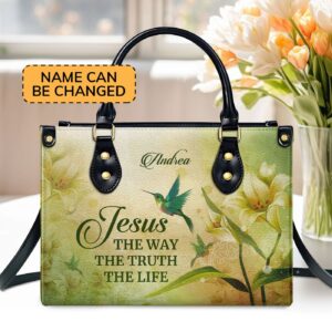 Personalized Leather Handbag with Jesus The Way The Truth The Life Design - H06