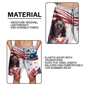 American Dad Hawaiian Shirt with God Sunglasses Summer Beach Outfit Set for Dad Independence Day Gift 3