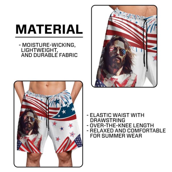 American Dad Hawaiian Shirt with God Sunglasses Summer Beach Outfit Set for Dad Independence Day Gift