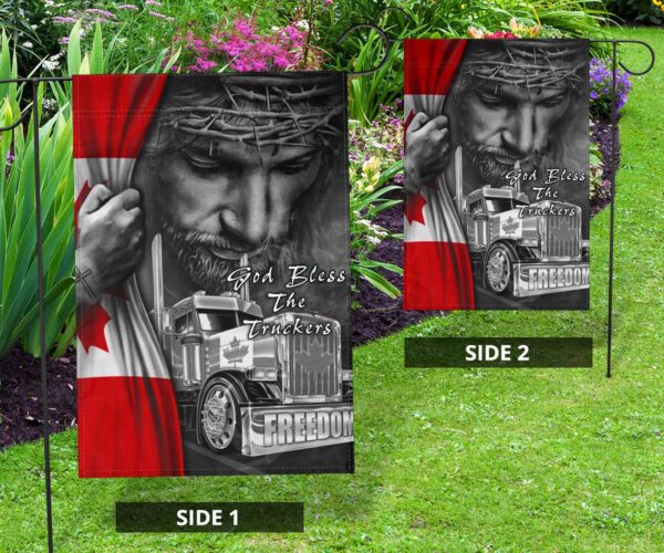 Jesus Trucker Freedom Convoy Flag God Bless The Truckers Canadian Flag Christian Decor