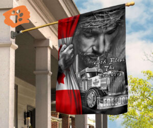 Jesus Trucker Freedom Convoy Flag God Bless The Truckers Canadian Flag Christian Decor