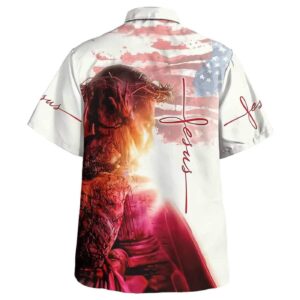 Jesus US American Flag Hawaiian Shirt for Men - Christian Gift Shirt 1
