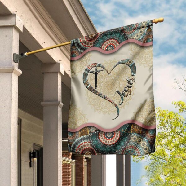 Vintage Jesus Mandala Flag – Spiritual Wall Art for Home Decor