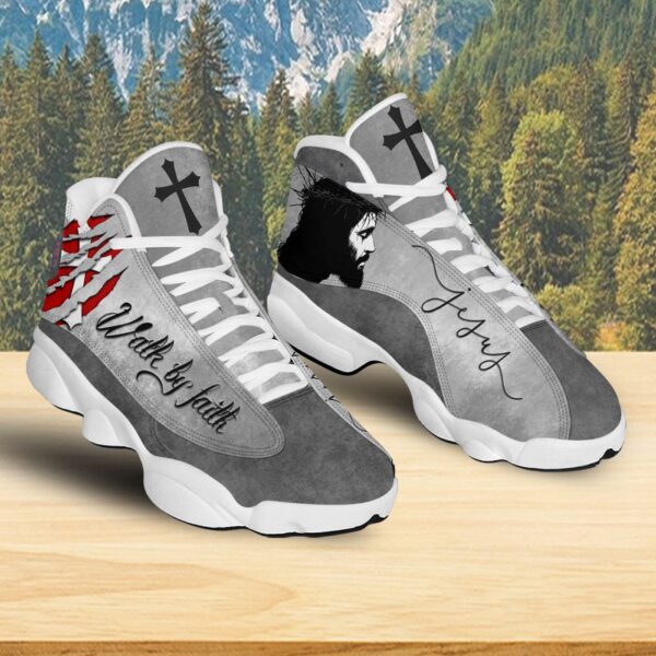Jesus Walk By Faith Basketball Shoes, Christian Cross Jesus Sneakers Running Shoes, Religion Gifts For Prayers