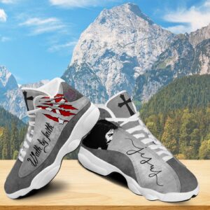 Jesus Walk By Faith Basketball Shoes, Christian Cross Jesus Sneakers Running Shoes, Religion Gifts For Prayers 3