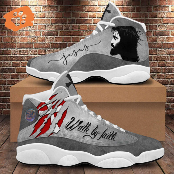 Jesus Walk By Faith Basketball Shoes, Christian Cross Jesus Sneakers Running Shoes, Religion Gifts For Prayers