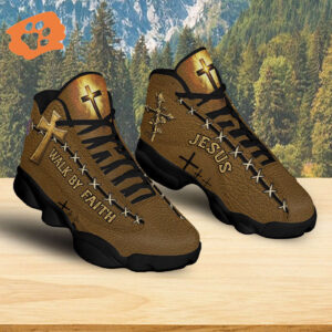 Jesus Walk By Faith Basketball Shoes, Christian Cross Light Running Shoes, God Religious Sneaker Footwear Unisex Gift