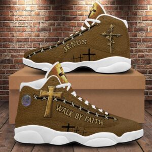 Jesus Walk By Faith Basketball Shoes, Christian Cross Light Running Shoes, God Religious Sneaker Footwear Unisex Gift 1