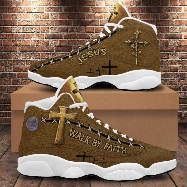 Jesus Walk By Faith Basketball Shoes, Christian Cross Light Running Shoes, God Religious Sneaker Footwear Unisex Gift