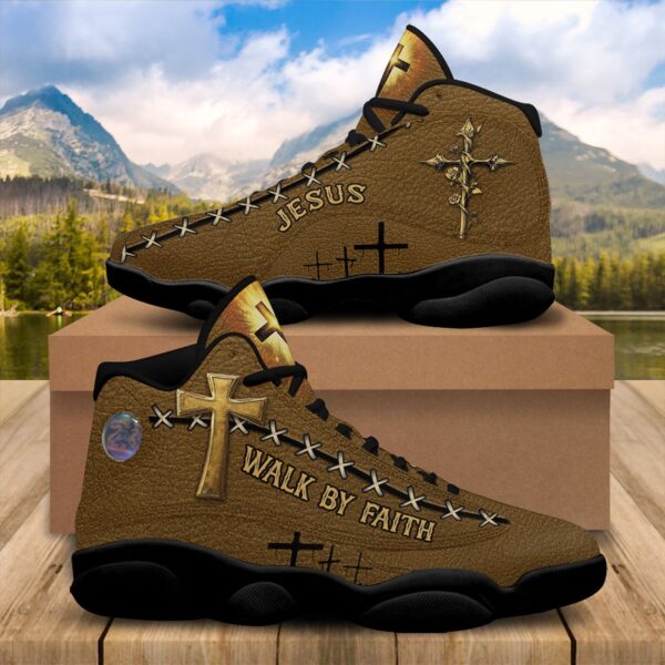 Jesus Walk By Faith Basketball Shoes, Christian Cross Light Running Shoes, God Religious Sneaker Footwear Unisex Gift
