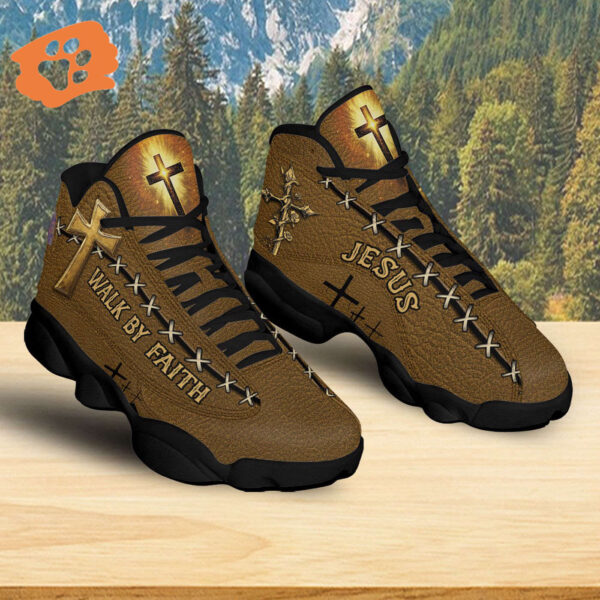Jesus Walk By Faith Basketball Shoes, Christian Cross Light Running Shoes, God Religious Sneaker Footwear Unisex Gift