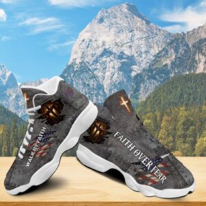 Jesus Walk By Faith Basketball Shoes, Christian Unisex Sneaker, Religious Gift For Family, Jesus Lovers Shoes, Christian Footwear 1