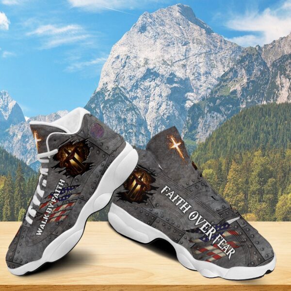 Jesus Walk By Faith Basketball Shoes, Christian Unisex Sneaker, Religious Gift For Family, Jesus Lovers Shoes, Christian Footwear