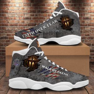 Jesus Walk By Faith Basketball Shoes, Christian Unisex Sneaker, Religious Gift For Family, Jesus Lovers Shoes, Christian Footwear 1