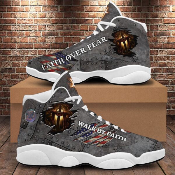 Jesus Walk By Faith Basketball Shoes, Christian Unisex Sneaker, Religious Gift For Family, Jesus Lovers Shoes, Christian Footwear