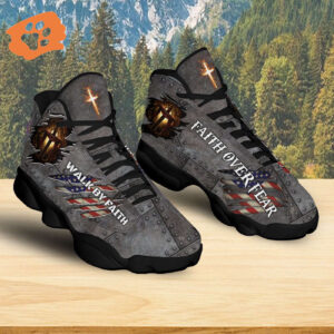 Jesus Walk By Faith Basketball Shoes, Christian Unisex Sneaker, Religious Gift For Family, Jesus Lovers Shoes, Christian Footwear