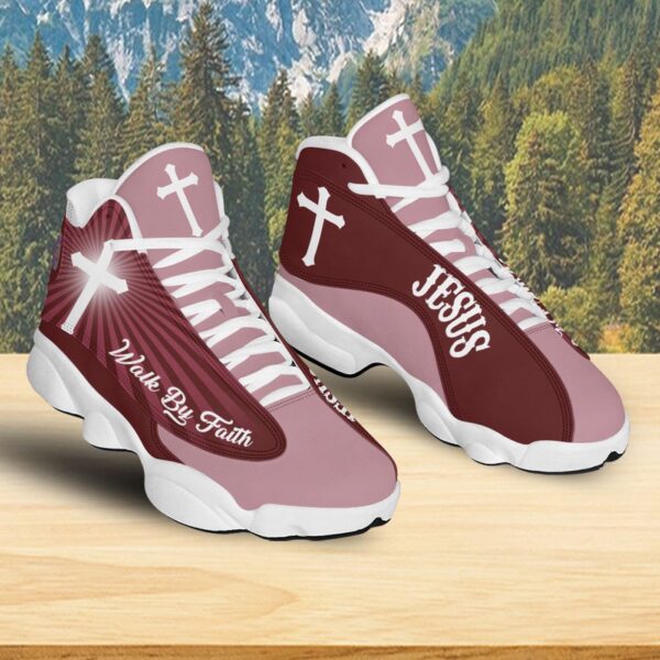 Jesus Walk By Faith Basketball Shoes For Men And Women, God Cross Running Shoes, Gift For Christian
