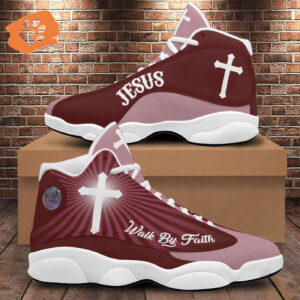 Jesus Walk By Faith Basketball Shoes For Men And Women, God Cross Running Shoes, Gift For Christian