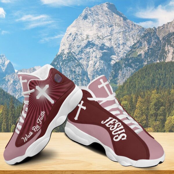 Jesus Walk By Faith Basketball Shoes For Men And Women, God Cross Running Shoes, Gift For Christian