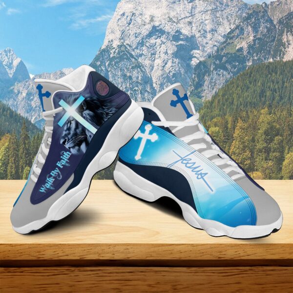Jesus Walk By Faith Basketball Shoes, Jesus Cross Running Shoes, Jesus Lover Gift, Christian Basketball Shoes