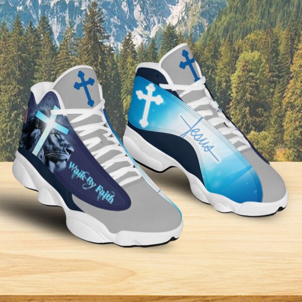 Jesus Walk By Faith Basketball Shoes, Jesus Cross Running Shoes, Jesus Lover Gift, Christian Basketball Shoes
