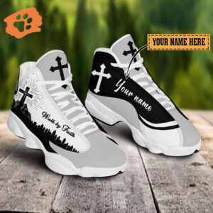 Jesus Walk by Faith Black Mountain custom name Air Jordan 13 Shoes - Gift for Men Women